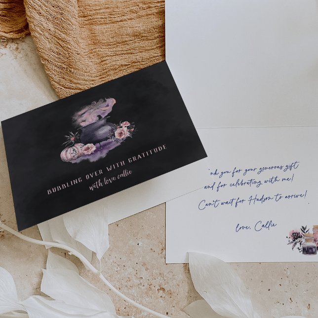 "Bubbling Over" Halloween Floral Cauldron Thank You Card (Creator Uploaded)