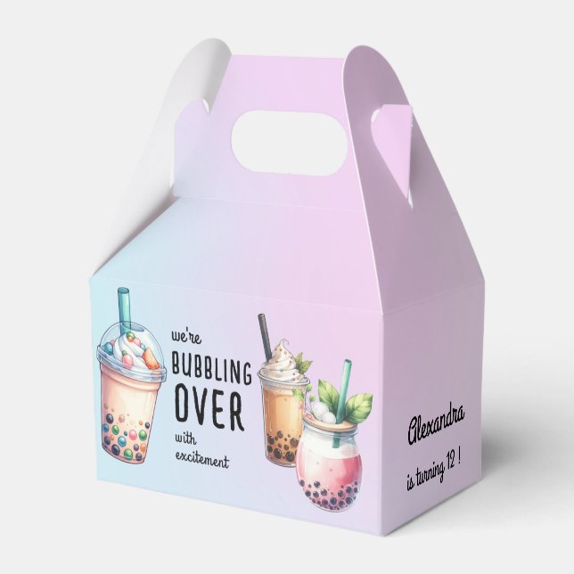 Bubbling over with excitment bobba tea birthday favour box (Front Side)