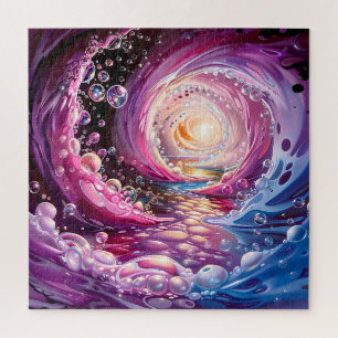 Bubbling Vortex In Pink, Blue, and Purple Jigsaw Puzzle