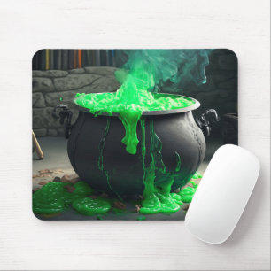 Bubbling Witch's Cauldron Halloween Mouse Pad