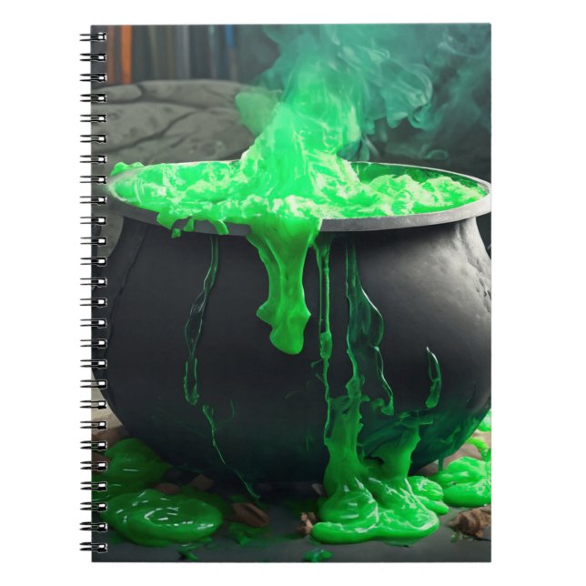Bubbling Witch's Cauldron Halloween Notebook (Front)