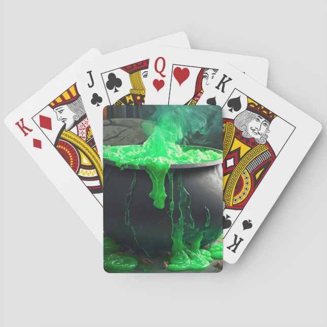 Bubbling Witch's Cauldron Halloween Playing Cards (Back)