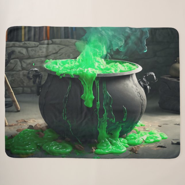 Bubbling Witch's Cauldron Halloween Sherpa Blanket (Front (Horizontal))