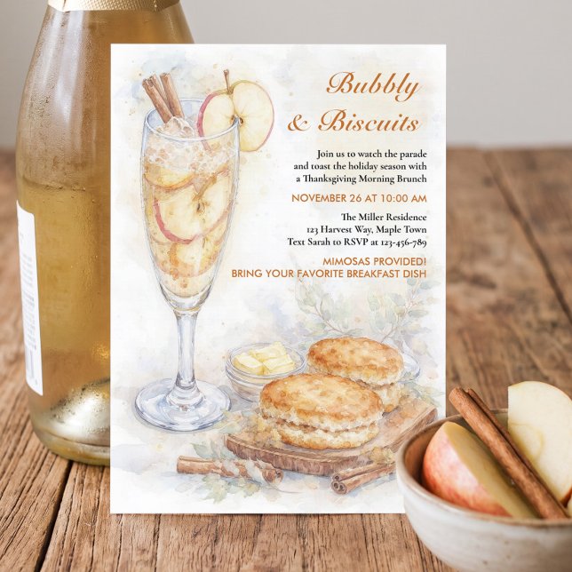 Bubbly and Biscuits Thanksgiving Brunch Invitation (Thanksgiving Brunch Invitation by Darling & May)