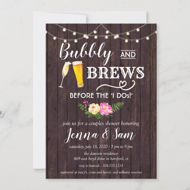 Bubbly and Brews Invitation, Bubbles and Brews Invitation (Front)