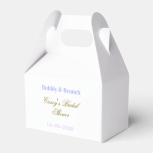 Bubbly and brunch bridal shower name date purple g favour box