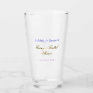Bubbly and brunch bridal shower name date purple g glass
