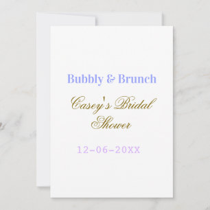 Bubbly and brunch bridal shower name date purple g invitation