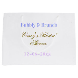 Bubbly and brunch bridal shower name date purple g large gift bag