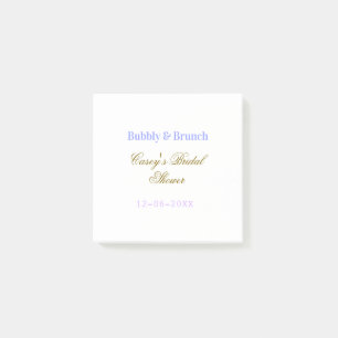 Bubbly and brunch bridal shower name date purple g post-it notes