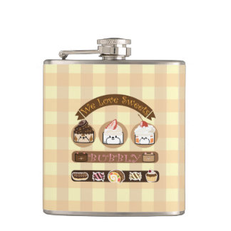 Bubbly and friends love sweets hip flask