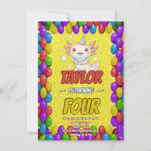 Bubbly Axolotl Baby Shower Invite