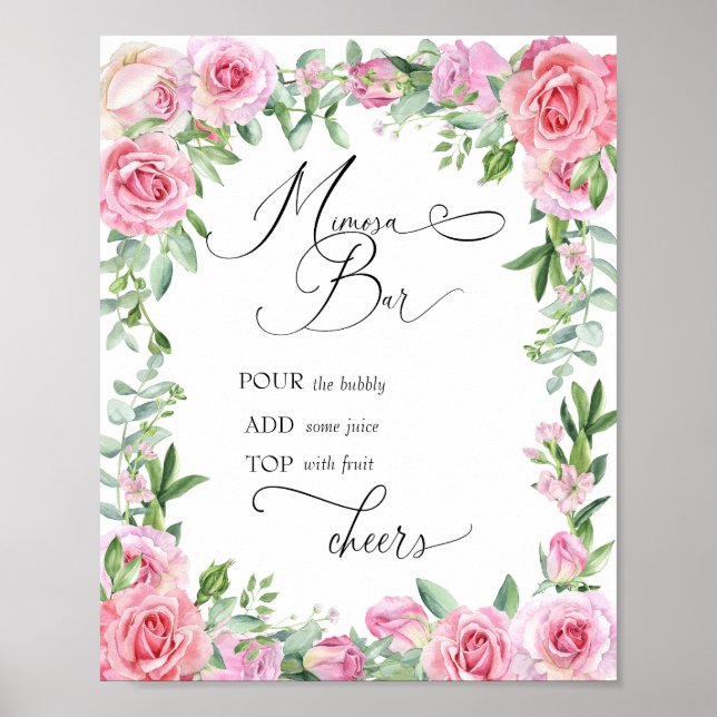 Bubbly Bar | Blush Roses | Mimosa Bar Poster (Front)