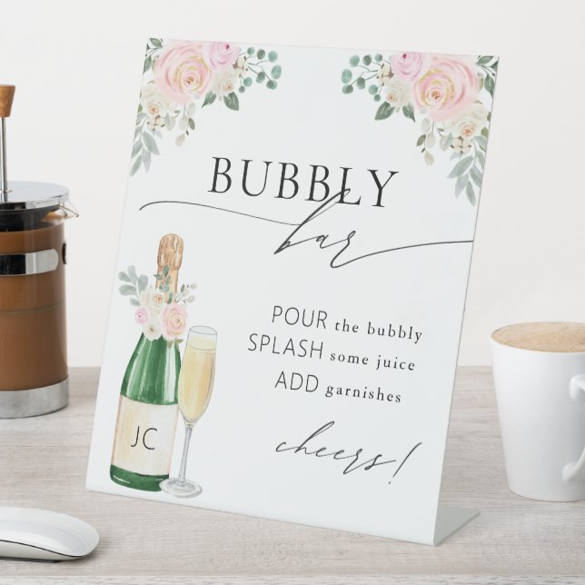Bubbly Bar Bridal Shower Pedestal Sign (In SItu)