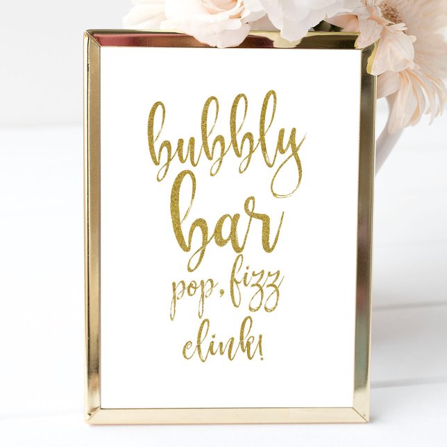 Bubbly Bar Gold Glitter 8x10 Wedding Sign (Creator Uploaded)