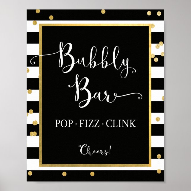 Bubbly Bar Pop Fizz Clink Sign (Front)