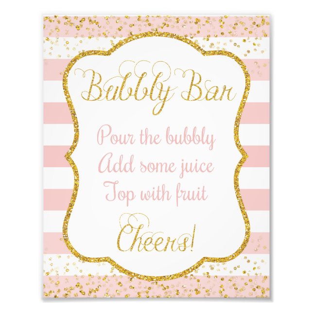 Bubbly Bar Sign • Bridal Shower 8 x 10 Print (Front)