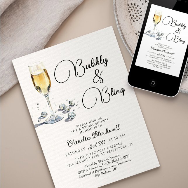 Bubbly Bling Bridal Shower Invitation (Creator Uploaded)