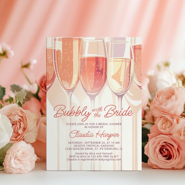 Bubbly Blush Champagne Bridal Shower Invitation (Creator Uploaded)