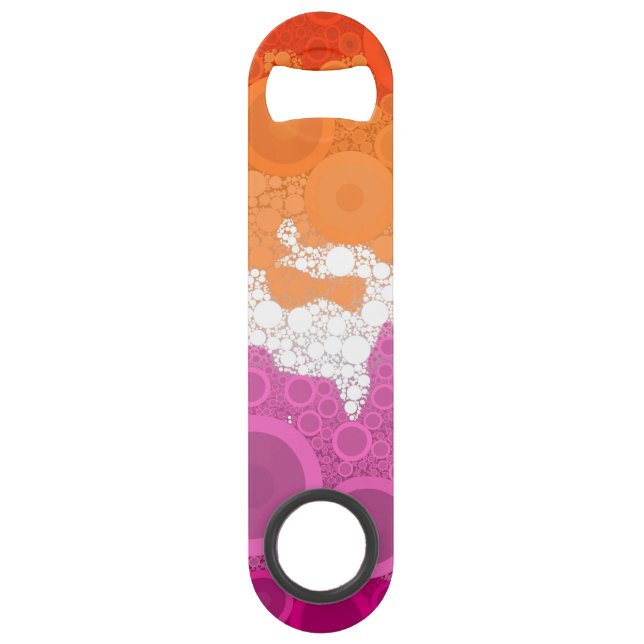 Bubbly Bohemian Groovy Abstract Lesbian Pride Flag (Front)