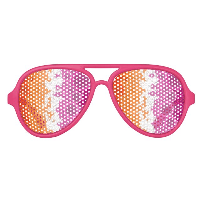 Bubbly Bohemian Groovy Abstract Lesbian Pride Flag Aviator Sunglasses (Front)