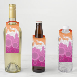 Bubbly Bohemian Groovy Abstract Lesbian Pride Flag Bottle Tag