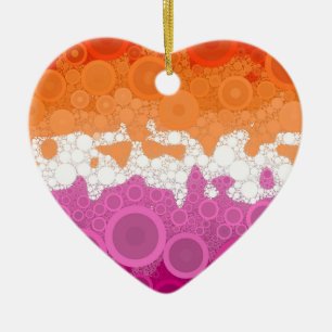 Bubbly Bohemian Groovy Abstract Lesbian Pride Flag Ceramic Ornament