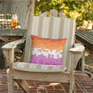 Bubbly Bohemian Groovy Abstract Lesbian Pride Flag Cushion