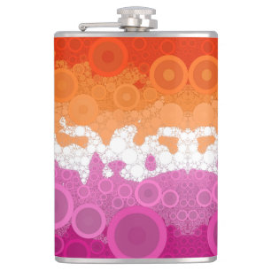 Bubbly Bohemian Groovy Abstract Lesbian Pride Flag Hip Flask