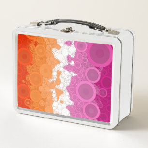 Bubbly Bohemian Groovy Abstract Lesbian Pride Flag Metal Lunch Box