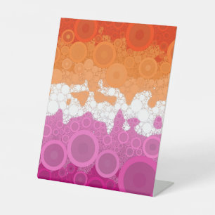 Bubbly Bohemian Groovy Abstract Lesbian Pride Flag Pedestal Sign
