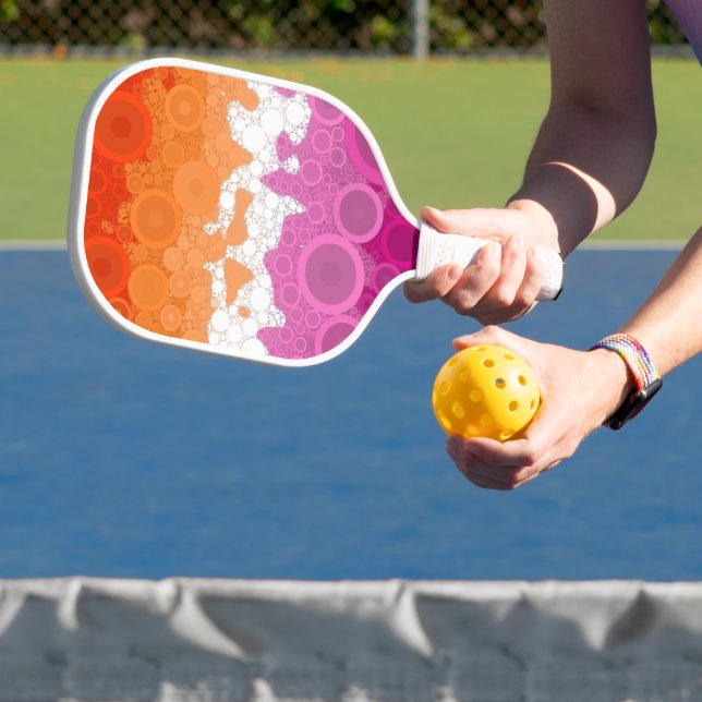 Bubbly Bohemian Groovy Abstract Lesbian Pride Flag Pickleball Paddle (Insitu)