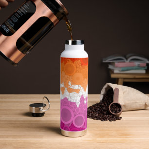 Bubbly Bohemian Groovy Abstract Lesbian Pride Flag Water Bottle