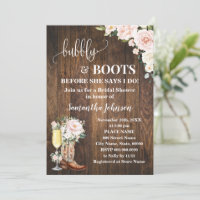 Bubbly & Boots Bridal Shower Pink Floral Western