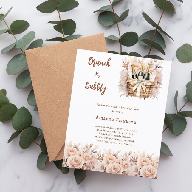 Bubbly brunch beige Bridal Shower invitation (Creator Uploaded)