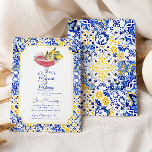 Bubbly Brunch Mediterranean Lemon Bridal Shower Invitation