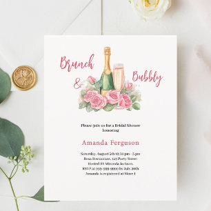Bubbly brunch pink floral Bridal Shower invitation