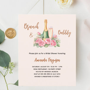Bubbly brunch pink floral Bridal Shower invitation