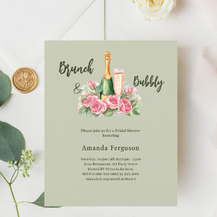 Bubbly brunch pink floral sage green Bridal Shower