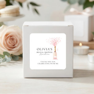 Bubbly Brunch Pink Thank You Bridal Shower Square Sticker