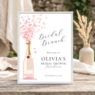 Bubbly Brunch Pink Welcome to Bridal Shower Poster