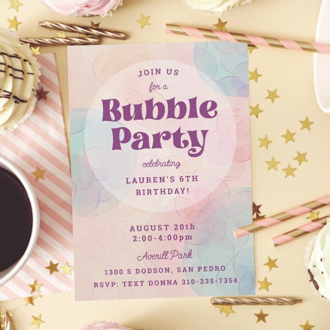 Bubbly Bubble Party Birthday Party Invitation (Creator Uploaded)