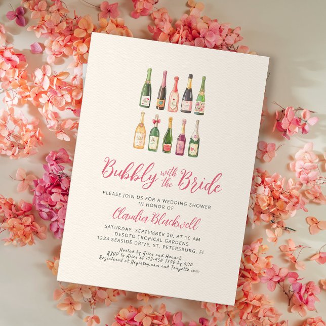 Bubbly Champagne Bottles Bridal Shower Invitation (Creator Uploaded)