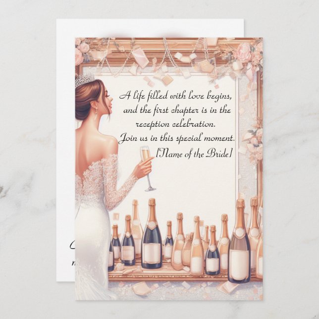 "Bubbly Champagne Bridal Shower Celebration Invitation (Front/Back)