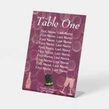 Bubbly Champagne & Elegant Top Hat Table Number