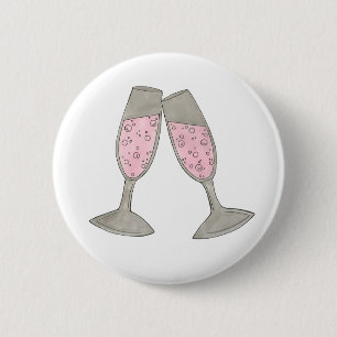 Bubbly Champagne Glass Cheers Bride Wedding Party 6 Cm Round Badge