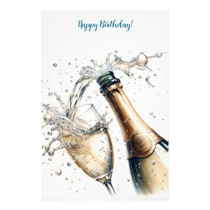 Bubbly champagne Happy Birthday Photo Print