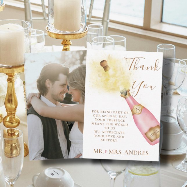 Bubbly Champagne lovely Couples Engagement Photo Thank You Card (Creator Uploaded)