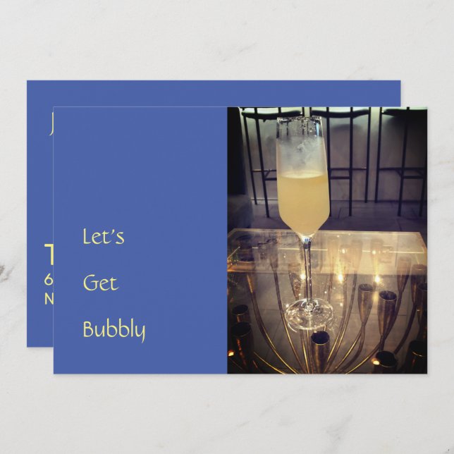 Bubbly Champagne Toast Party Invitation (Front/Back)