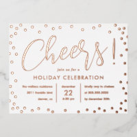 Bubbly Cheer Foil Holiday Invitation Postcard